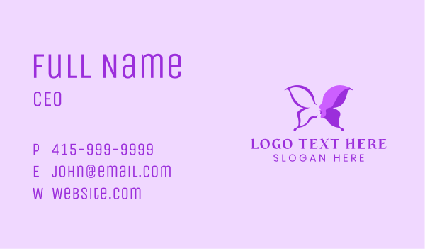 Purple Butterfly Lady Business Card Design Image Preview