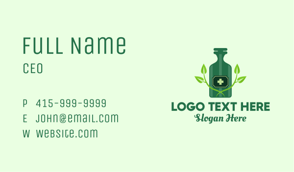 Green Natural Medicine Bottle Business Card Design Image Preview