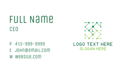 Green Abstract Network Letter Business Card Image Preview