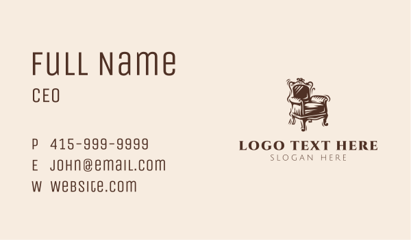 Brown Victorian Chair Business Card Design Image Preview