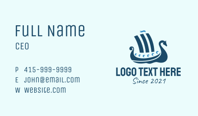 Blue Viking Ship  Business Card Image Preview