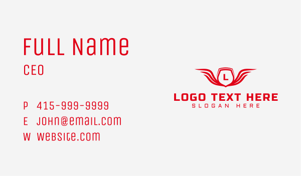 Shield Wings Lettermark Business Card Design Image Preview
