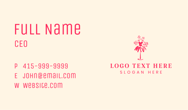 Feminine Flower Dress Business Card Design Image Preview