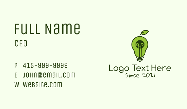Avocado Light Bulb Business Card Design Image Preview