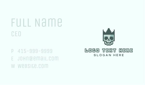 Cyber Skull Pixel Business Card Design Image Preview