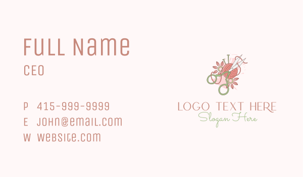 Scissors Yarn Flower  Business Card Design Image Preview