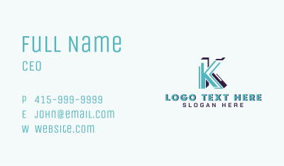 Industrial Steel Structure Letter K Business Card Image Preview
