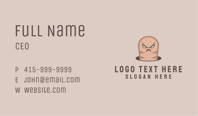 Angry Earthworm Mascot Business Card Image Preview