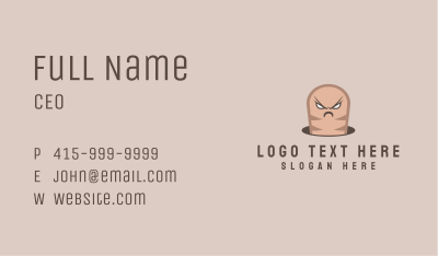 Angry Earthworm Mascot Business Card Image Preview