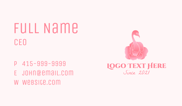 Floral Flamingo Rose  Business Card Design Image Preview