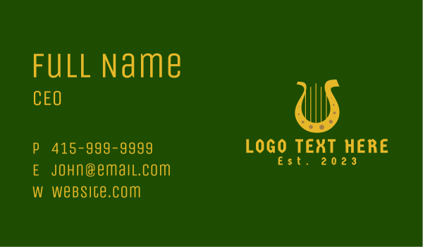 Gold Horseshoe Harp Business Card Design Image Preview