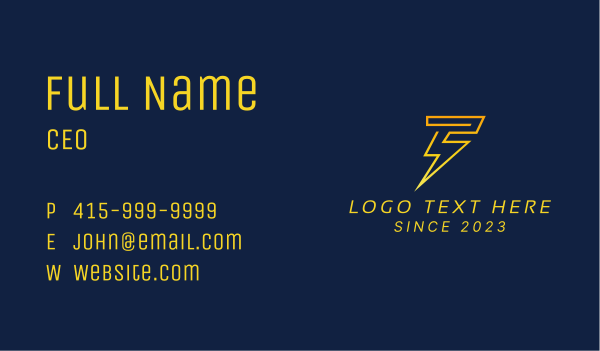 Lightning Energy Letter TS Business Card Design Image Preview