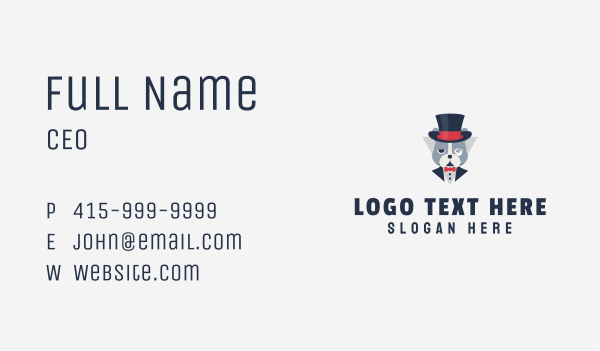 Top Hat Bulldog Mascot Business Card Design Image Preview