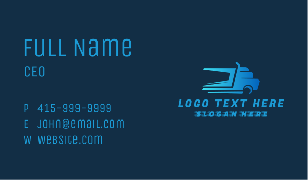 Fast Blue Truck  Business Card Design Image Preview