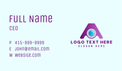Gradient Camera Lens Letter A Business Card Image Preview