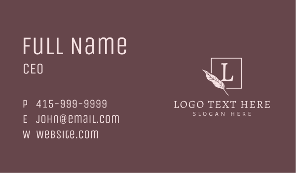 Classic Ornamental Leaf Lettermark Business Card Design Image Preview
