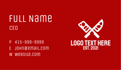 White Butcher Knife  Business Card