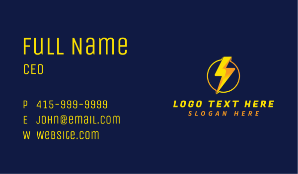 Lightning Bolt Energy Business Card Design Image Preview
