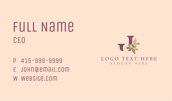 Ornamental Flower Letter J Business Card Design Image Preview