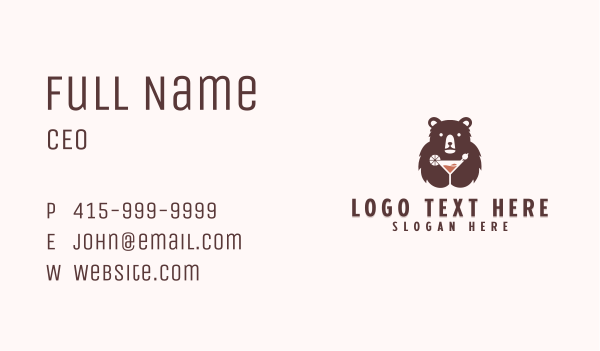Bear Cocktail Drink Business Card Design Image Preview