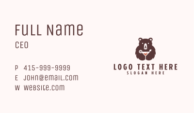 Bear Cocktail Drink Business Card Image Preview