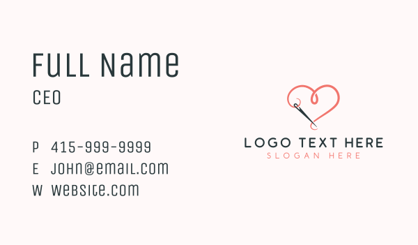 Needle Heart Crochet Business Card Design Image Preview