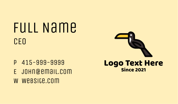 Perched Toucan Bird Business Card Design Image Preview