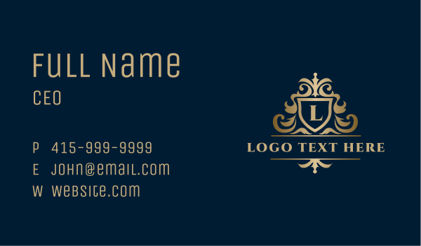 Elegant Royal Crest Shield Business Card Design Image Preview