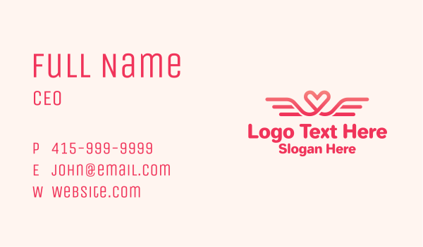 Pink Heart Wings  Business Card Design Image Preview