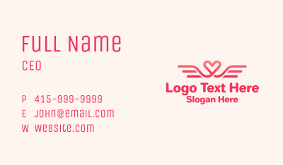 Pink Heart Wings  Business Card