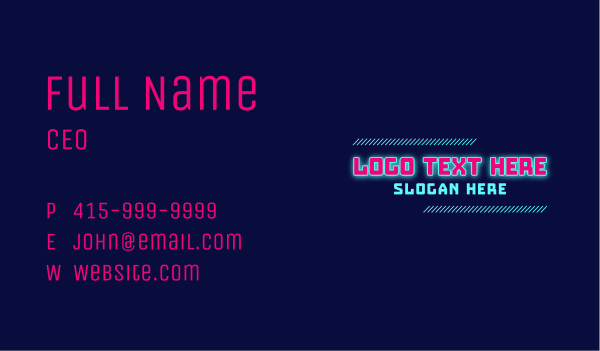Neon Gaming Wordmark Business Card Design Image Preview