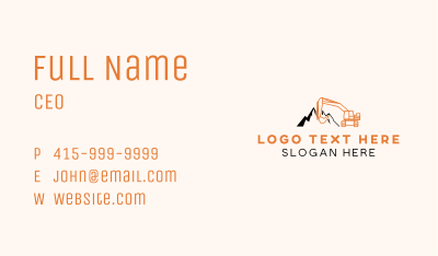Industrial Backhoe Excavator  Business Card Image Preview