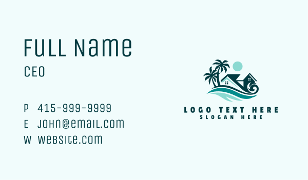 Beach House Property Business Card Design Image Preview