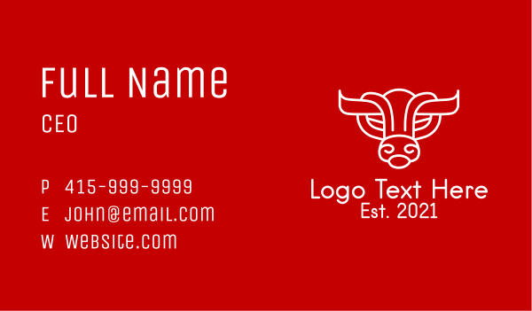 White Bull Zodiac  Business Card Design Image Preview