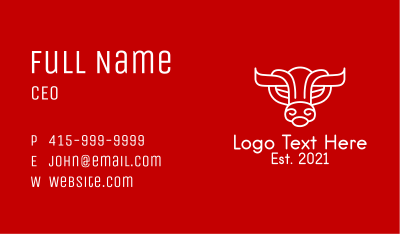 White Bull Zodiac  Business Card