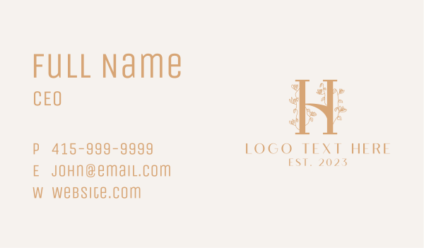 Flower Vine Letter H Business Card Design Image Preview