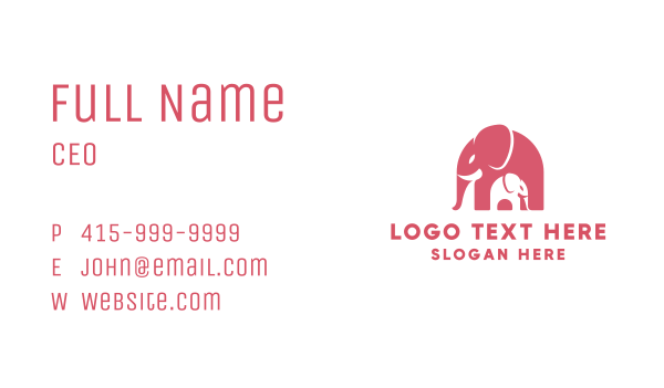 Cute Pink Elephant Zoo Business Card Design Image Preview