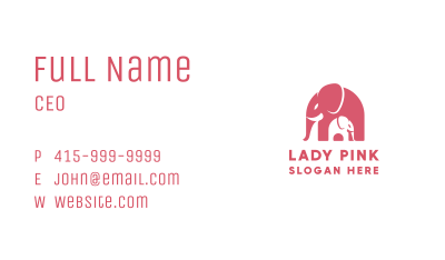 Cute Pink Elephant Zoo Business Card Image Preview