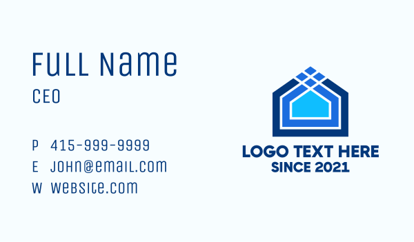 Blue House Lines Business Card Design Image Preview