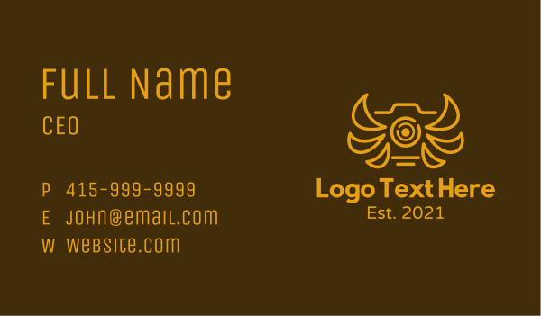 Golden Winged Camera Business Card Design Image Preview