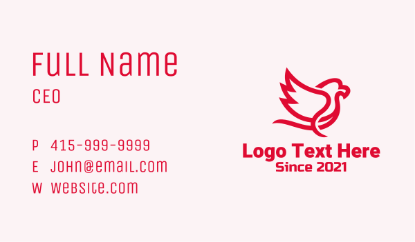 Red Minimalist Sparrow Business Card Design Image Preview