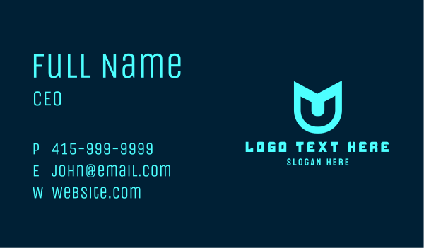 Futuristic Letter U Business Card Design Image Preview