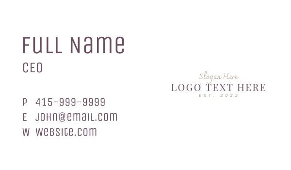 Deluxe Fashion Wordmark Business Card Design Image Preview