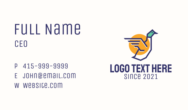 Outline Flying Duck  Business Card Design Image Preview