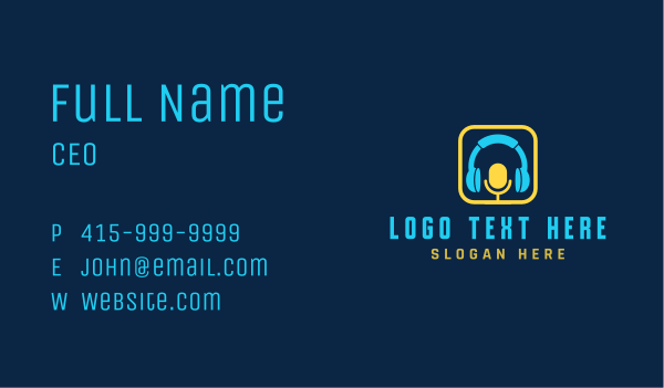 Microphone Podcast Headphone Business Card Design Image Preview