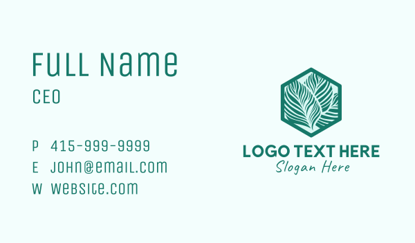 Hexagon Silhouette Leaves Business Card Design Image Preview