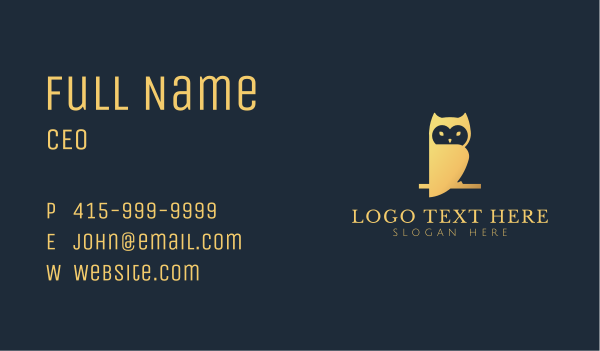 Gold Owl Bird Business Card Design Image Preview