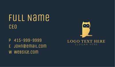 Gold Owl Bird Business Card Image Preview