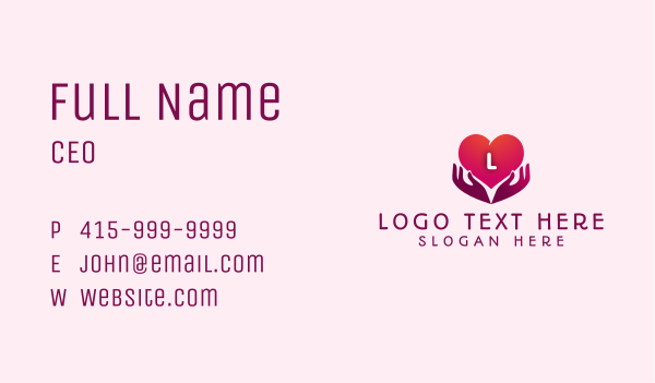 Caring Heart Hand  Business Card Design Image Preview