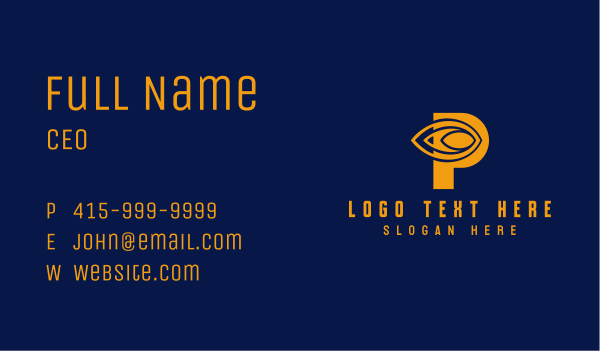 Eye CCTV Letter P  Business Card Design Image Preview